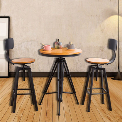 Barkrukken – Barstoelen – Keukenkrukken – Stoel Voor Keukeneiland – Industriële Barkrukken Zwart – Verstelbare Zithoogte 64-84 cm – Draaibaar Met Voetensteun – Set Van 2