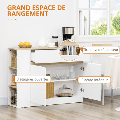 Buffetkast – Dressoir – Opbergkast – Buffetmeubel – Ladekast – Wit Melaminehout – Verstelbare Binnenplank – 110x29,5x82 cm