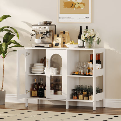 Moderne Sideboard Kast – Opbergkast – Buffetkast – Dressoir – Accentkast – Wit – Hardhout en Metaal – Compact & Stevig
