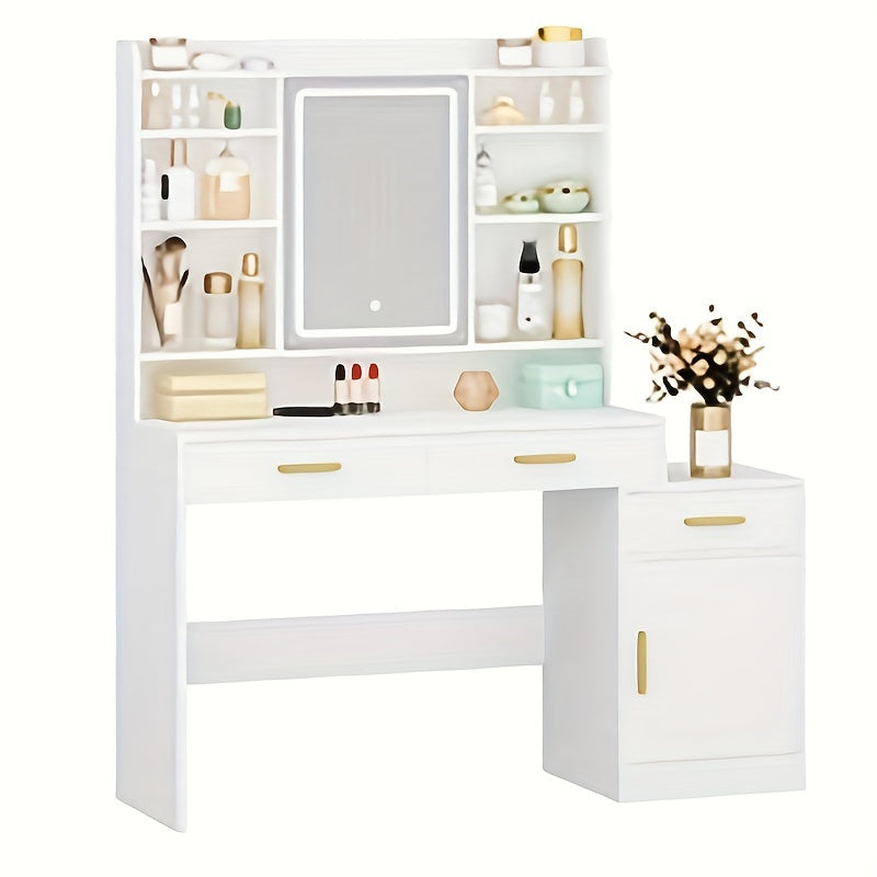 Make-uptafel – Kaptafel – Make-up Tafel – Cosmeticatafel – Schminktisch – Groot Tafelblad 130 cm – Verlichte Spiegel Met LED Licht