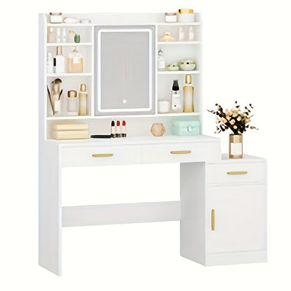 Make-uptafel – Kaptafel – Make-up Tafel – Cosmeticatafel – Schminktisch – Groot Tafelblad 130 cm – Verlichte Spiegel Met LED Licht