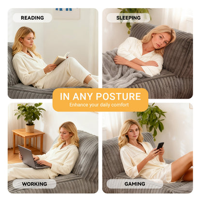 Zitzak – Fauteuil – Lazy Chair – Loungestoel – Zitzakstoel – Ribstof – Ergonomisch Ontwerp – Schuimvulling – Lichtgrijs