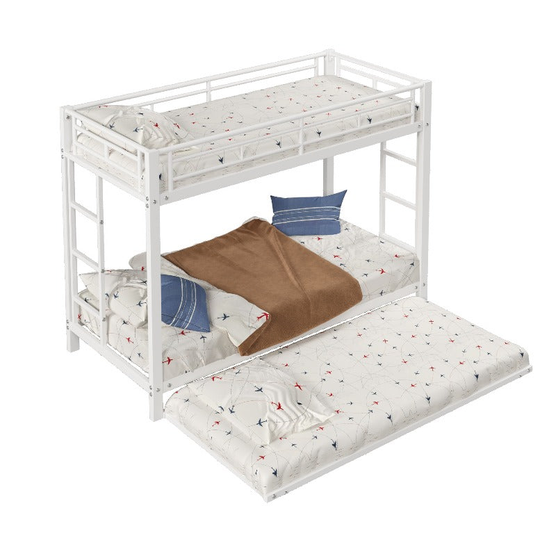 Stapelbed Met Uittrekbed – Stapelbed – Hoogslaper – Twijfelaar Bed – Kinderbed – 90x200 cm – Metalen Frame – Veiligheidsrails