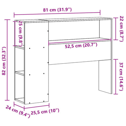 Hoofdeinde – Bedpaneel – Slaaphouten Paneel – Bedombouw – Bedframe Hoofdsteun – Massief Dennehout – Opbergruimte Ingebouwd – 75 cm Hoogte