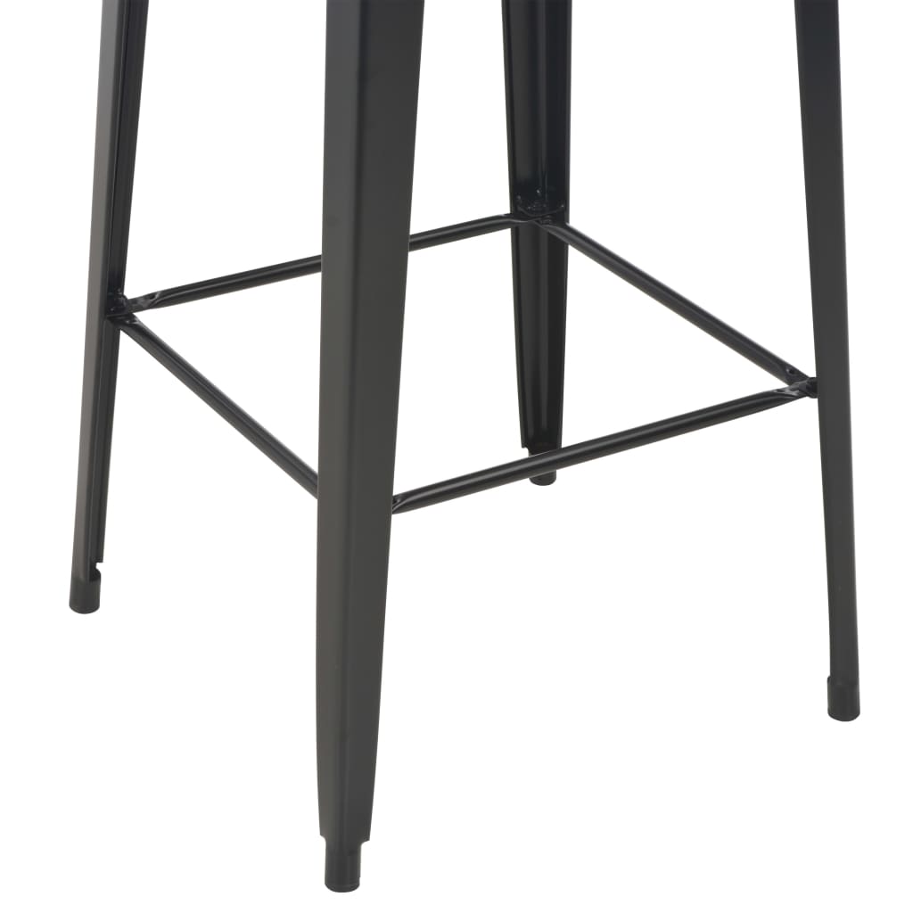 Barset – Barkrukset – Eethoekset – Keukenmeubel – Bistroset – Zwart – Gepoedercoat Stalen Frame – Massief Houten Tafelblad