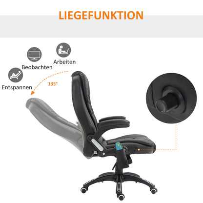 Massage Bureaustoel – Massage Stoel – Bureaustoel Met Massage – Gaming Stoel – Draaibare Bureaustoel – Zwart – 6-Punts Trilmassage – Verwarmingsfunctie