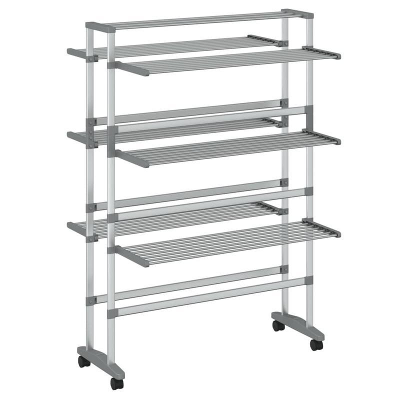 Wasrek – Droogrek – Wasknijpers – Droogtoren – Wastoren – Aluminium – Inklapbaar Met Wieltjes – 89x64x129 cm