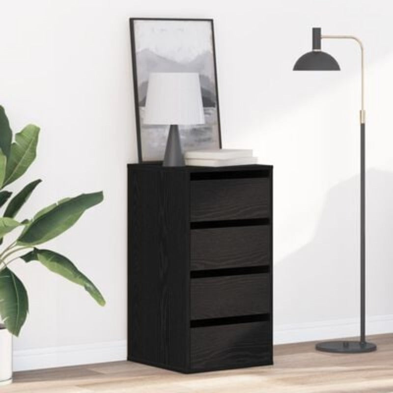 Modern Minimalist Black Oak Wood Storage Cabinet with Lockable Drawers - 40x41x76cm Heavy-Duty Floor-Standing Organizer, Multi-Drawer Chest for Bedroom, Living Room & Office, Easy Assembly, Space-Saving Design, Durable Wood C