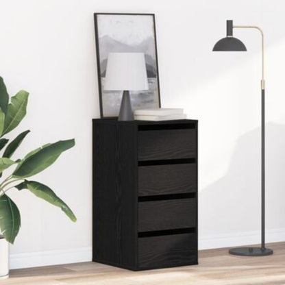 Modern Minimalist Black Oak Wood Storage Cabinet with Lockable Drawers - 40x41x76cm Heavy-Duty Floor-Standing Organizer, Multi-Drawer Chest for Bedroom, Living Room & Office, Easy Assembly, Space-Saving Design, Durable Wood C