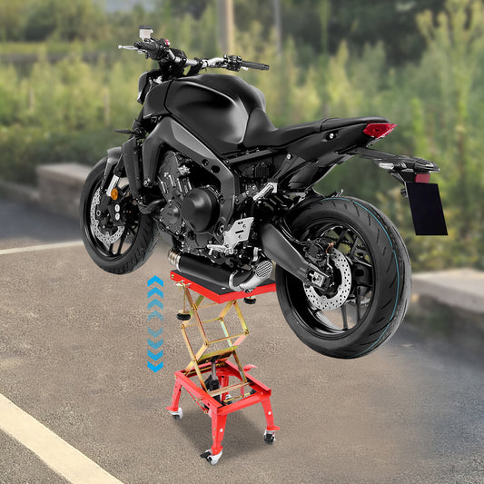 Hydraulische Motorlift – Motorfiets Lifter – Motor Platform Lift – Motor Lift Stand – Motorfiets Elevator – 158 KG Draagvermogen – Verstelbare Hoogte 30-80 cm – Rood