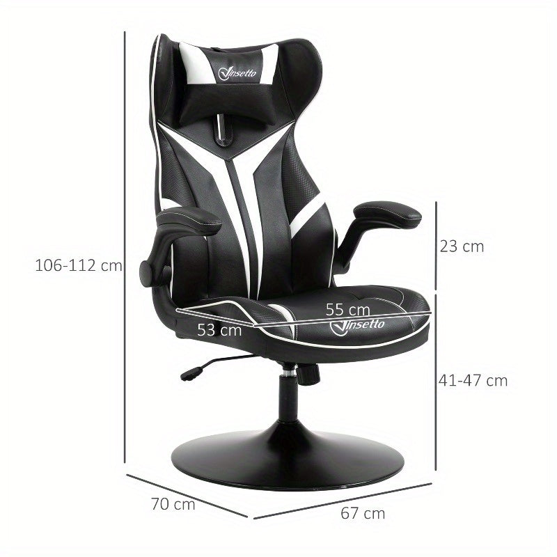 Gamingstoel – Bureaustoel – Computestoel – Draaistoel – Bureaustoel – Ergonomisch – Verstelbare Hoogte en Kantelfunctie – Stalen Frame – Zwart Wit – 67x75x106-112 cm
