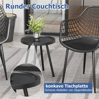 Balkonset – Tuinmeubelset – Balkonmeubelen – Loungeset – Buitenset – Weerbestendig – Met Metalen Frame En Ergonomische Stoelen – Zwart