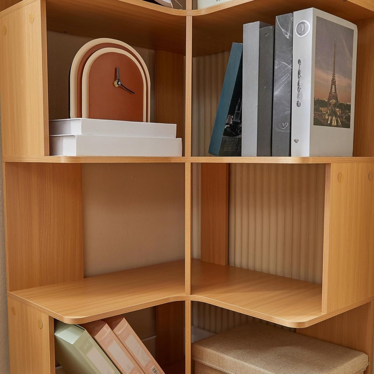 5-laagse Hoekboekenplank – Hoekrek – Boekenkast – Opbergkast – Hoekopberger – Vrijstaande L-vormige Plank – Ruimtebesparend Design – Stevige Duurzame Constructie