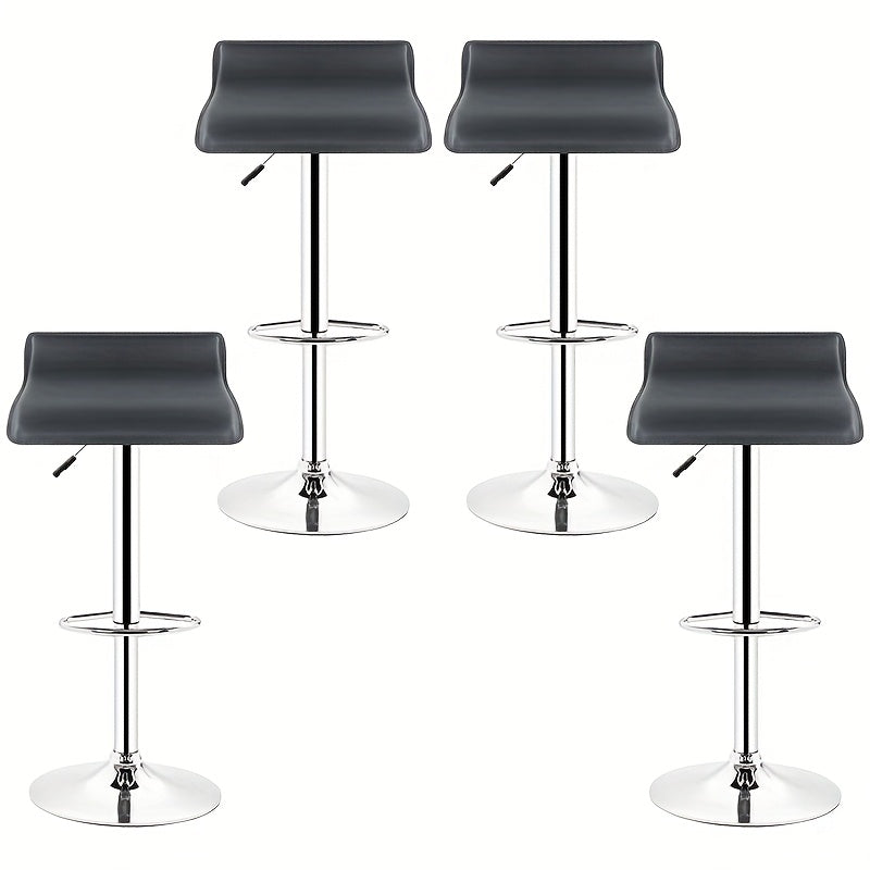 4pcs Black Commercial Bar Stools | Heavy-Duty Vegan Faux Leather Seating for Restaurants & Cafes, Adjustable Height Counter Stools (Easy-Clean & Bistro Style)