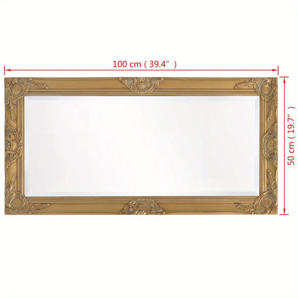Barok Spiegel – Grote Wandspiegel – Full-Length Spiegel – Decoratieve Spiegel – Luxe Spiegel – 100x50 cm – Gouden Ornate Kunststof Frame