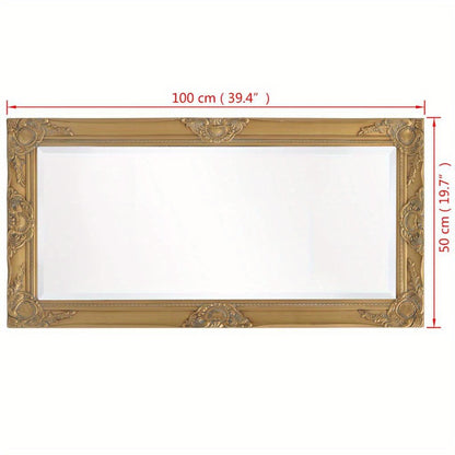 Barok Spiegel – Grote Wandspiegel – Full-Length Spiegel – Decoratieve Spiegel – Luxe Spiegel – 100x50 cm – Gouden Ornate Kunststof Frame