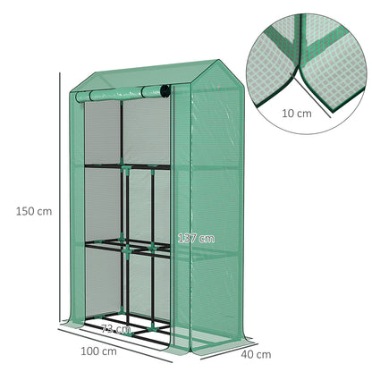 Kweekkas – Kweekkast – Broeikas – Plantenkas – Moestuin Kas – Compact Met 3 Planken – UV-bestendige Cover – Stabiel Gepoedercoat Stalen Frame – 100x40x150 cm – Roldeur Ventilatie