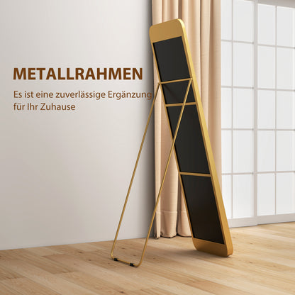 Vloerspiegel – Staande Spiegel – Grote Spiegel – Kantelbare Spiegel – Volledige Lengte Spiegel – Vrijstaand – Metalen Frame – 160x40 cm – Goudkleurige Afwerking