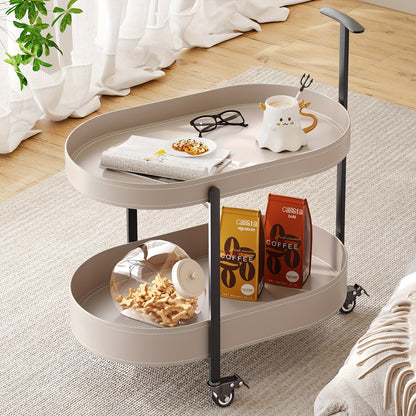 Opbergwagen – Trolley – Keukentrolley – Serveerwagen – Opbergtrolley – Dubbele Laag – Mobiel met 4 Wielen – Duurzaam Kunststof – Modern Design