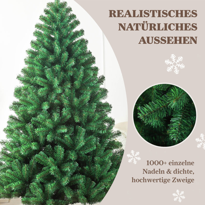 Kunstkerstboom – Nepkerstboom – Kerstboom Kunst – Sierboom – Groene Kerstboom – 210 cm Hoog – 1050 Dichte PVC Takken – Metalen Voet – Eenvoudige Montage