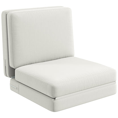 Verstelbare Zitzak – Vloerstoel – Fauteuil – Chaise Longue – Sofa Bed – Velours Crème – Opvouwbaar & Ruimtebesparend – Draaggewicht 240 Kg