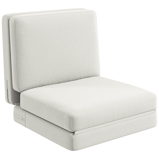 Loungestoel – Relaxfauteuil – Ligstoel – Eenpersoonsbed – Crèmekleur – Fluweelzachte Polyester Bekleding – Verstelbaar 3-in-1 Ontwerp Tot 240 Kg Draagvermogen