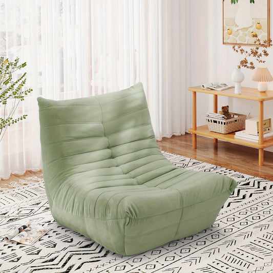 Zitzak – Bean Bag – Loungestoel – Loungesofa – Fauteuil – Ergonomisch Ontwerp – Zachte Suède Bekleding – Duurzame Houten Constructie – Groen