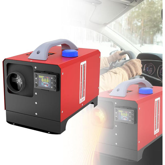 12V 8KW Dieselverwarming – Parkeerairheater – Motorkachel – Standkachel – Airheater – Oververhittingsbeveiliging – LCD Monitor – Compact Design – Zwart + Rood