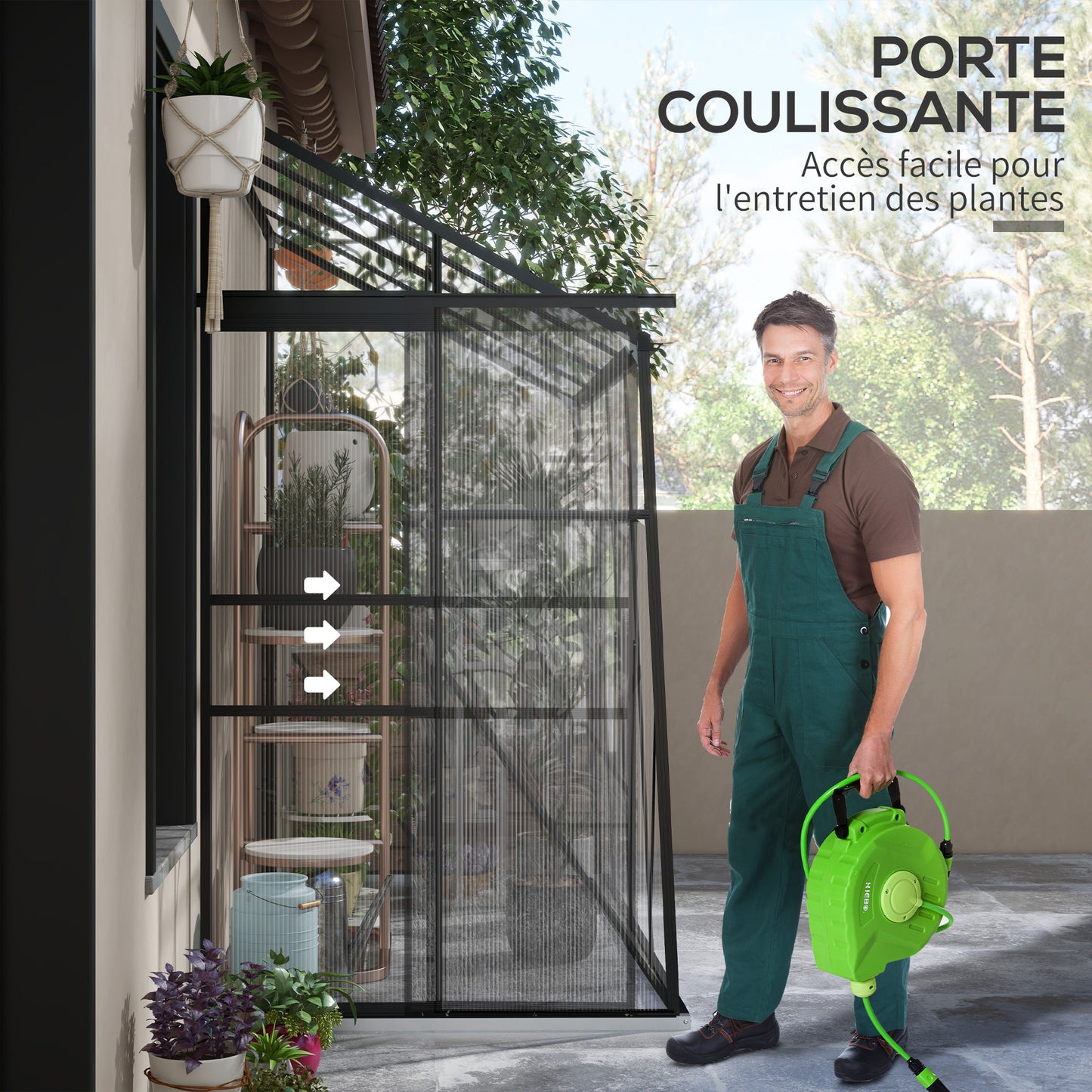 Kweekkas – Tuinkas – Kweekkas Achterkant – Mini Kas – Plantenkas – Aluminium Frame – Dubbelwandig Polycarbonaat – Schuifdeur – Verstelbare Dakventilatie