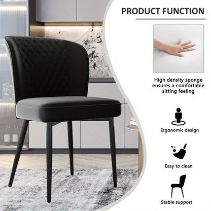 Eetkamerstoelen – Stoelen – Kuipstoelen – Keukenstoelen – Zwarte Stoffen Bekleding – Metalen Frame – Comfortabele Rugleuning – Set van 6