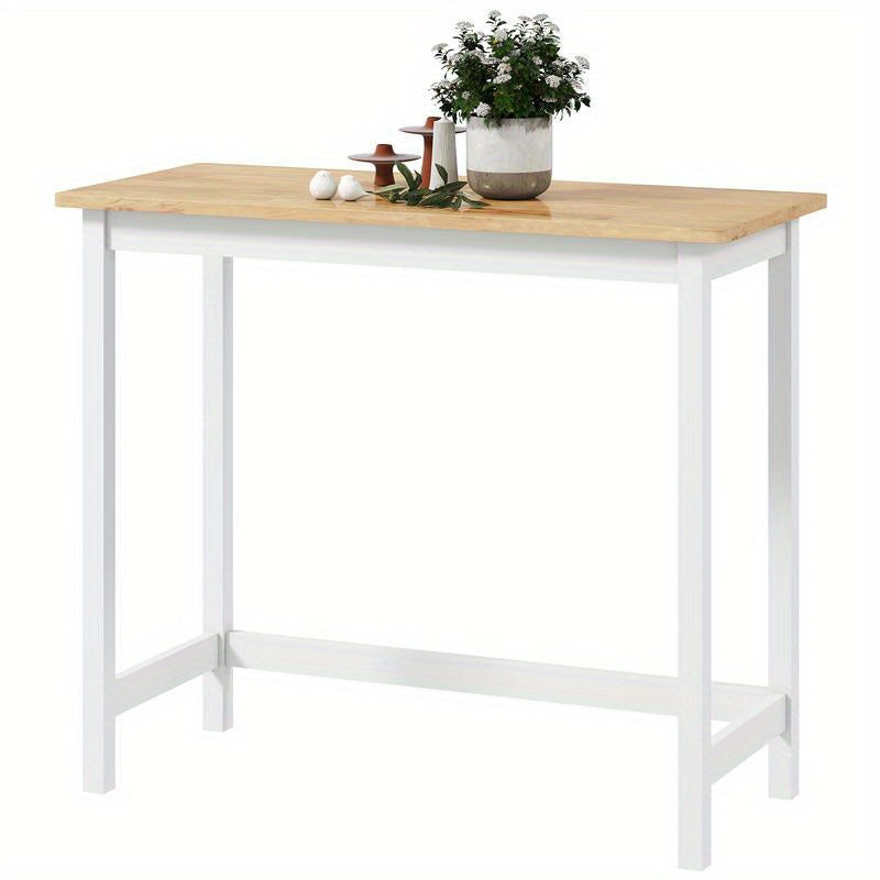 Compact White & Oak Bar Table - Space-Saving A-Frame Design for Small Spaces, Sturdy -Like Surface (Oak Veneer/Metal/Plastic Frame) - /Outdoor Use in Cafes, Restaurants, Bars, Kitchens, Balconies (Seating for