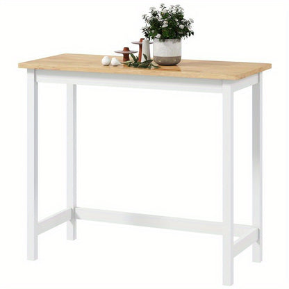Compact White & Oak Bar Table - Space-Saving A-Frame Design for Small Spaces, Sturdy -Like Surface (Oak Veneer/Metal/Plastic Frame) - /Outdoor Use in Cafes, Restaurants, Bars, Kitchens, Balconies (Seating for