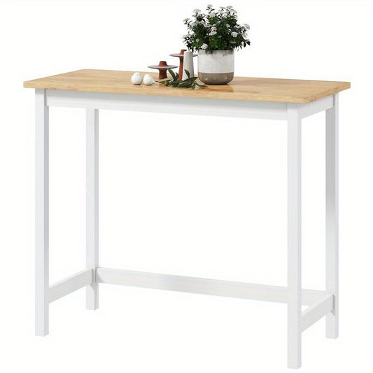 Compact White & Oak Bar Table - Space-Saving A-Frame Design for Small Spaces, Sturdy -Like Surface (Oak Veneer/Metal/Plastic Frame) - /Outdoor Use in Cafes, Restaurants, Bars, Kitchens, Balconies (Seating for