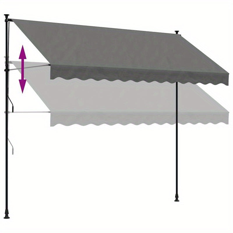 300x150cm Extendable Awning - Durable Plastic Frame, Removable Fabric, Beige/Black/Gray Options, Weather-Resistant for Patio, Balcony, Garden Shade