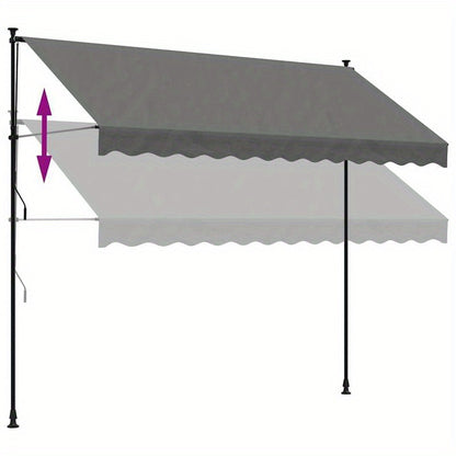 300x150cm Extendable Awning - Durable Plastic Frame, Removable Fabric, Beige/Black/Gray Options, Weather-Resistant for Patio, Balcony, Garden Shade