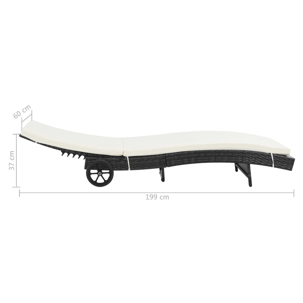 Lounger – Ligstoel – Zonnebank – Buitenmeubel – Tuinmeubel – Weerbestendig PE-Rotan – Instelbare Rugleuning