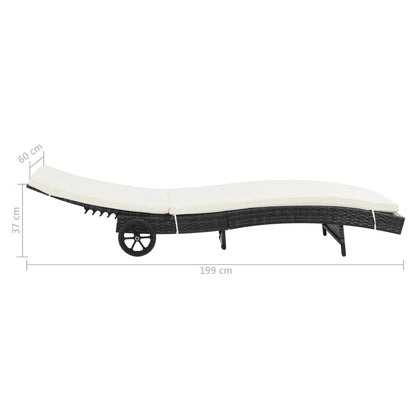 Lounger – Ligstoel – Zonnebank – Buitenmeubel – Tuinmeubel – Weerbestendig PE-Rotan – Instelbare Rugleuning