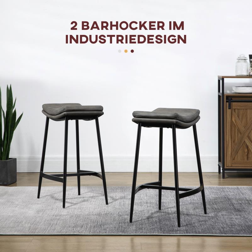 Barstoel – Barstoel Met Rugleuning – Keukenstoel – Kruk – Barkruk – Gestoffeerde Zitting – Stalen Frame – Max 120 Kg Draagkracht – Counterhoogte
