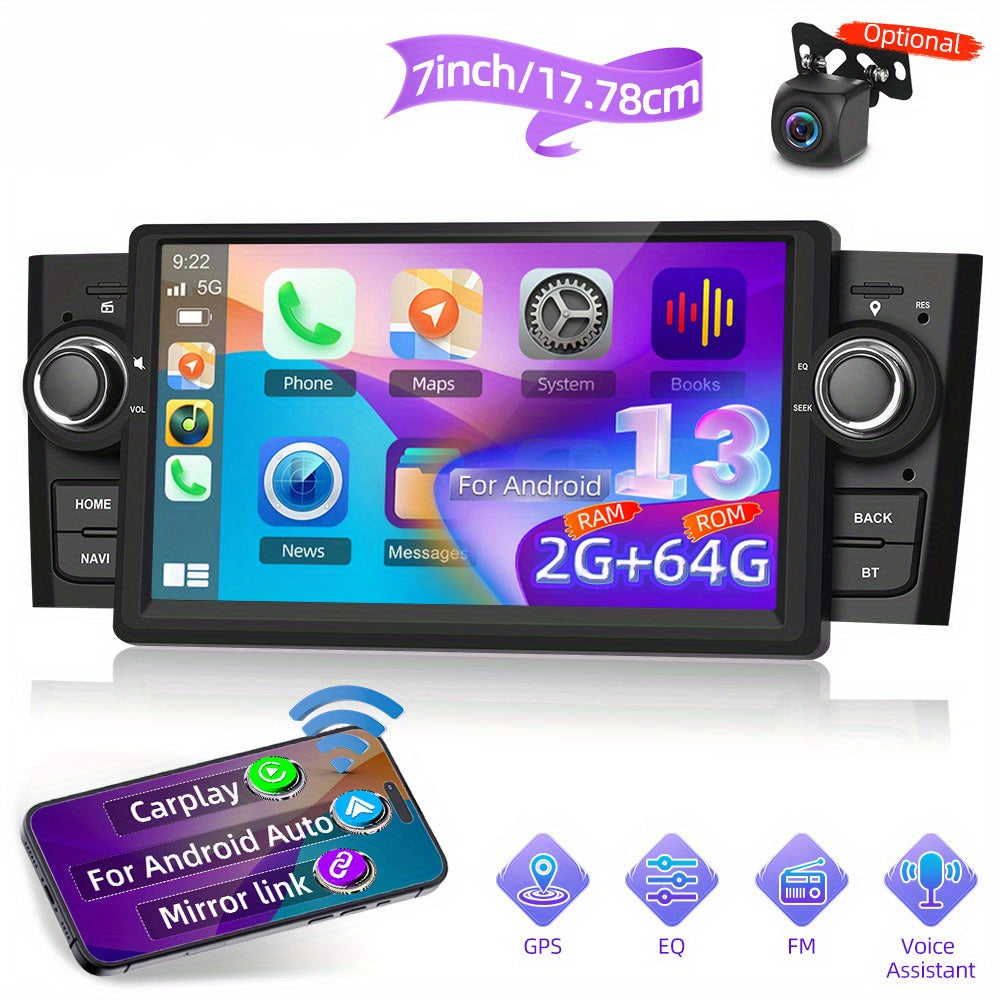 Autoradio – Autoscherm – Car Stereo – Multimedia Speler – Navigatiesysteem – 7 Inch HD Touchscreen – Android 13.0 Met Camera & Microfoon