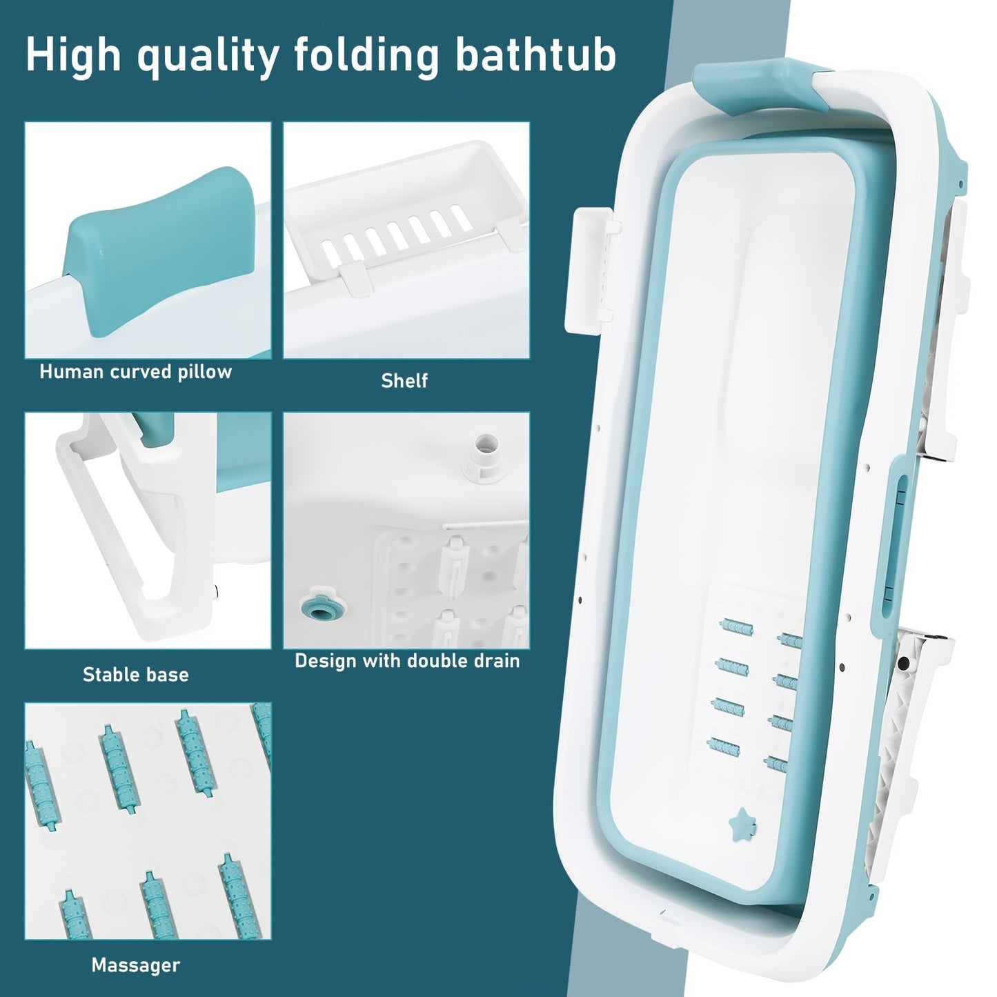 Inklapbare Badkuip – Opvouwbaar Bad – Draagbaar Bad – Gemakkelijk Op Te Zetten Bad – Mobiele Badkuip Voor Volwassenen – Compact 149x60x50 cm – Waterdicht PVC Materiaal – Compleet Met Afvoerslang En Deksel