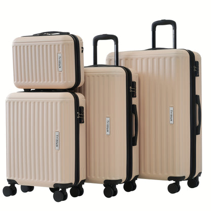 Kofferset – Reiskoffer Set – Hard-shell Koffer – Spinner Koffer – Bagage Set – Beige – 4-delige Set S-M-L-XL – ABS Materiaal – TSA Cijferslot