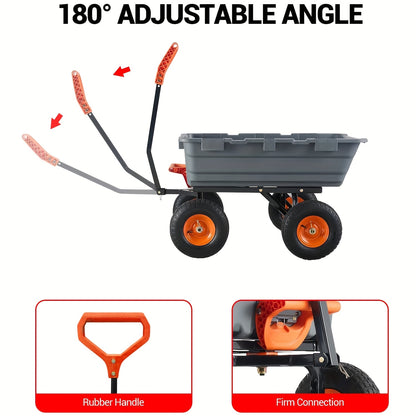 Kruiwagen – Tuinkar – Tuinwagen – Zware Kar – Transportkar – 362 KG Draagkracht – 180° Draaibare Handgreep – Stalen Frame – 4 Wielen Met 25,4 cm All-Terrain Banden