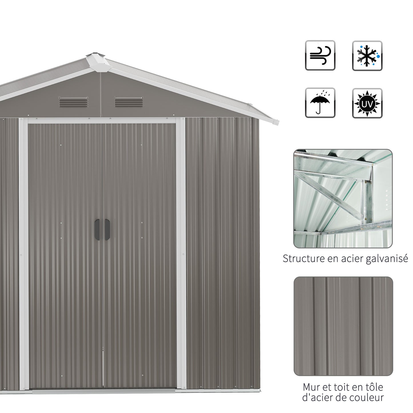 Tuinhuis – Tuinberging – Tuinschuur – Opslagkast – Tuinkast – Lichtgroen – Schuifdeuren – Gegalvaniseerd Staal – Ventilatieopeningen – 4,9 m²