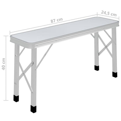 Compact Opvouwbare Campingtafel – Draagbare Campingtafel – Picknicktafel – Tafel Met Bankjes – Aluminium & MDF – Lichtgewicht En Weerbestendig - Wit