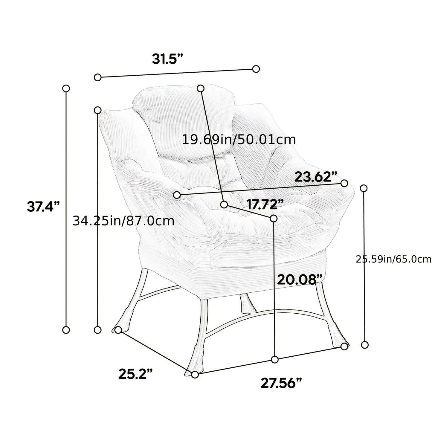 Lounge Chair – Relaxstoel – Fauteuil – Leunstoel – Hoekstoel – Navy Blauw – Met Voetenbank – Stevig Metalen Frame