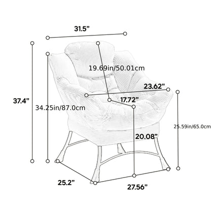 Lounge Chair – Relaxstoel – Fauteuil – Leunstoel – Hoekstoel – Navy Blauw – Met Voetenbank – Stevig Metalen Frame