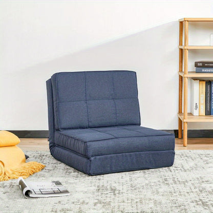 Vouwbare Vloerfauteuil – Vouwstoel – Slaapfauteuil – Loungefauteuil – Opklapbare Stoel – Donkerblauw – Compact Formaat 61x73x58 cm – Zachte Duurzame Stoffering