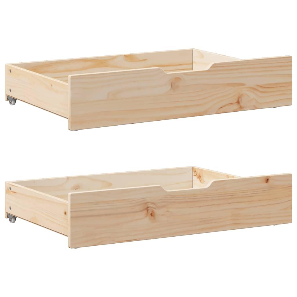 Bedlade – Opberglade – Lade Onder Bed – Bedkast – Onderschuiflade – Massief Pijnhout – Met Wieltjes – 80x55x16 cm – Tijdloos Design
