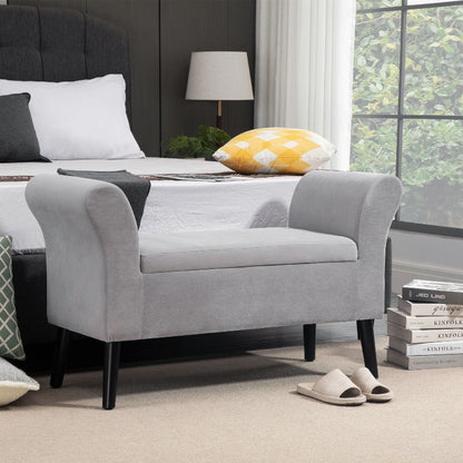 Opbergbankje – Opbergbank – Zitbank met Opbergruimte – Opbergkist – Halbank – Lichtgrijs – Ruimtebesparend Design – Velvet Bekleding met Stevige Pooten