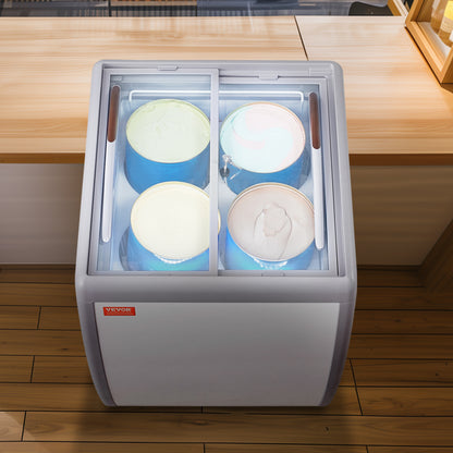Ijsvitrine – Schepijsvitrine – Koelvitrine – Ijsdisplay – Vriesvitrine – 158 Liter Inhoud – Instelbare Temperatuur -26°C tot -13°C
